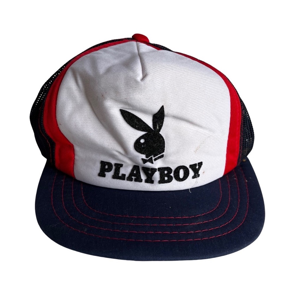 Vintage 80s Playboy Bunny logo mesh adjustable trucker logo hat